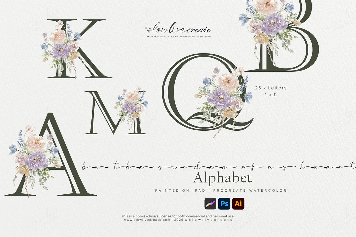 Bloom | Vivid Florals Watercolor, a Decorative Illustration by slowlivecreate (Photo 2 of 6)