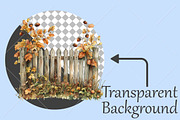 Whimsical Autumn Fence Clipart, a Seasonal Illustration by Canvas Craft (Thumbnail 2 of 10)