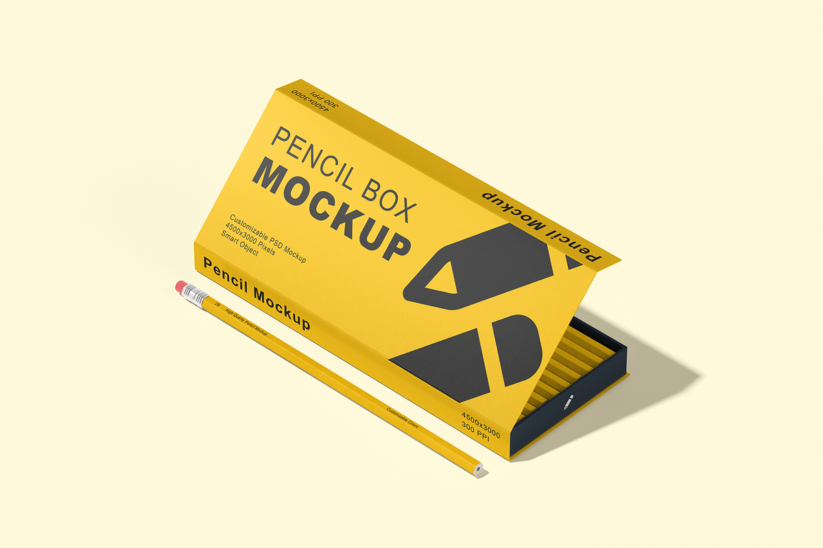 Pencil Box Stationery Packaging Mock, a Pens & Pencil Mockup by DSNA Mockup (Photo 5 of 5)
