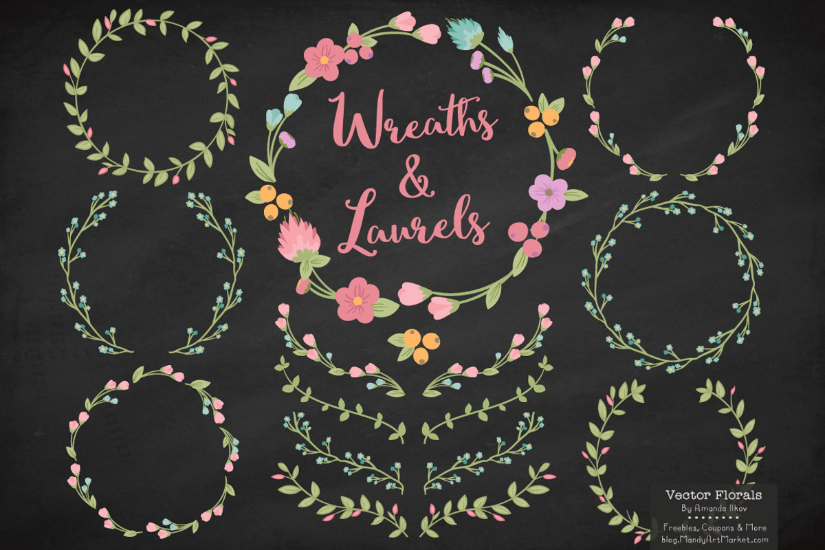 Garden Party Vector Flower Wreaths, a Seasonal Illustration by Amanda Ilkov (Photo 2 of 3)