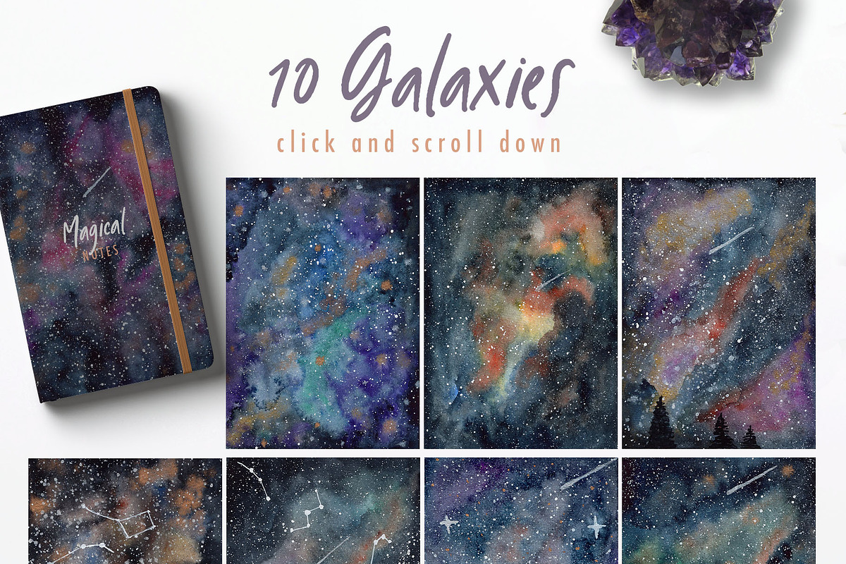 Galaxy Watercolor Collection, a Decorative Illustration by wulano (Photo 2 of 3)