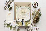 Green Watercolor Wedding Invitation, an Invitation Template by TheSimplySereneShop (Thumbnail 1 of 11)
