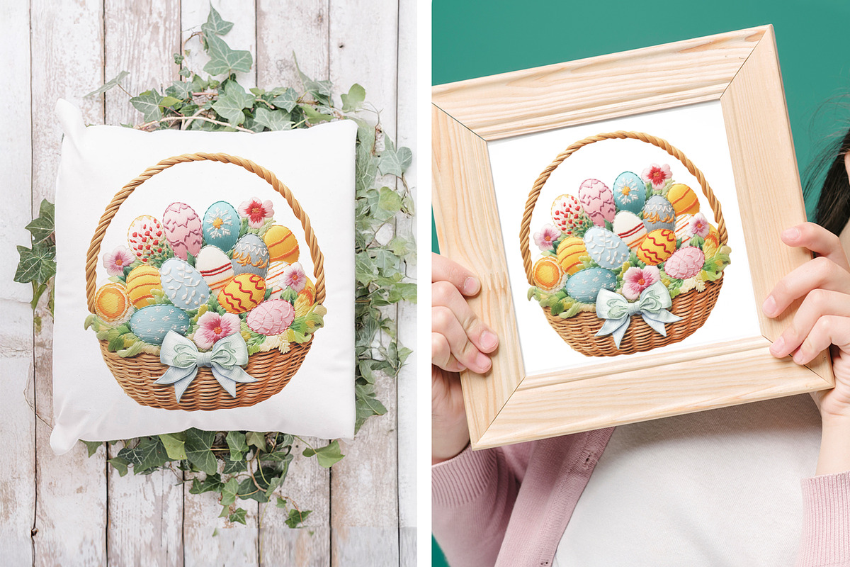 Embroidery Easter Basket Sublimation, an Object Graphic by V Design Creator (Photo 5 of 8)