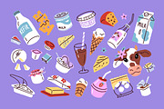 Dairy products set + backgrounds, a Food Illustration by PaperTrident (Thumbnail 1 of 3)