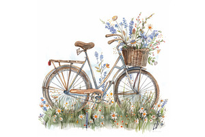 Watercolor vintage bicycle