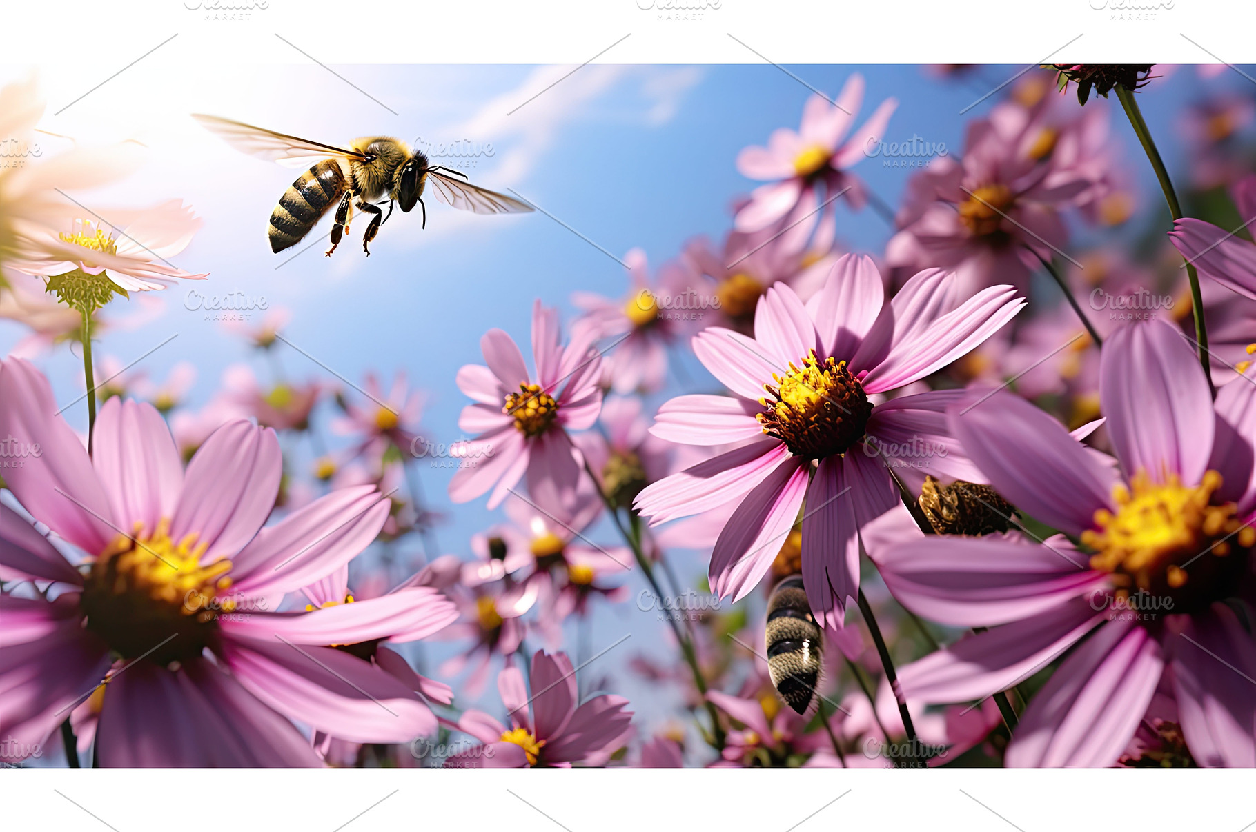 nectar bees on flowers ai generated, an Animal Photo by pikepicture