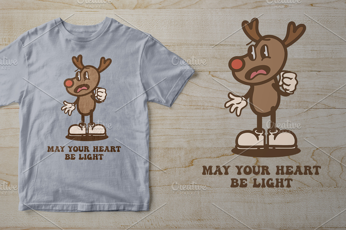 Christmas Deer Vintage Cartoon, an Illustration by vectstudio (Photo 2 of 5)