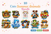 Cute Summer Animals Clipart Bundle, an Illustration by Print Haven (Thumbnail 1 of 5)