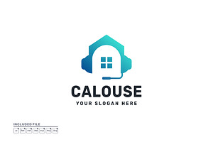 Headset with Real Estate Vector Logo, a Branding & Logo Template by yuanesei