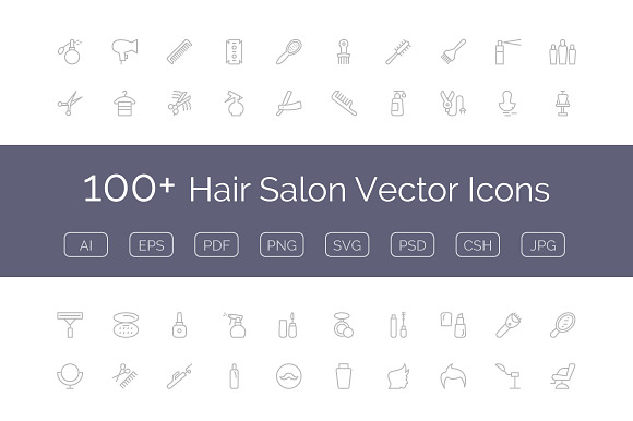 100 Hair Salon Vector Icons