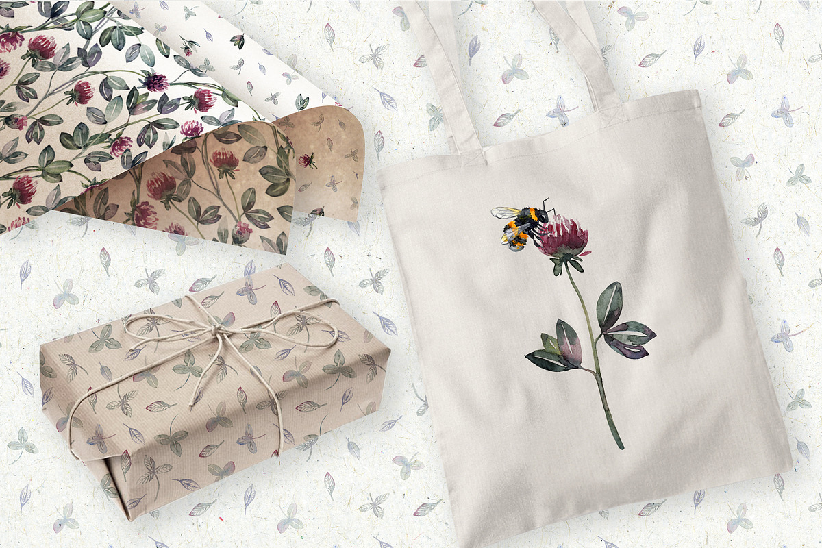 Watercolor set flowers of clover, an Illustration by RushkinaAntonina (Photo 3 of 7)