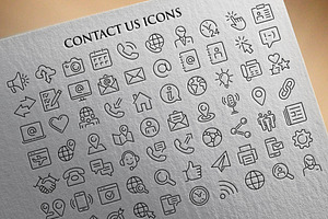 Contact Us Outline Vector Icon Set