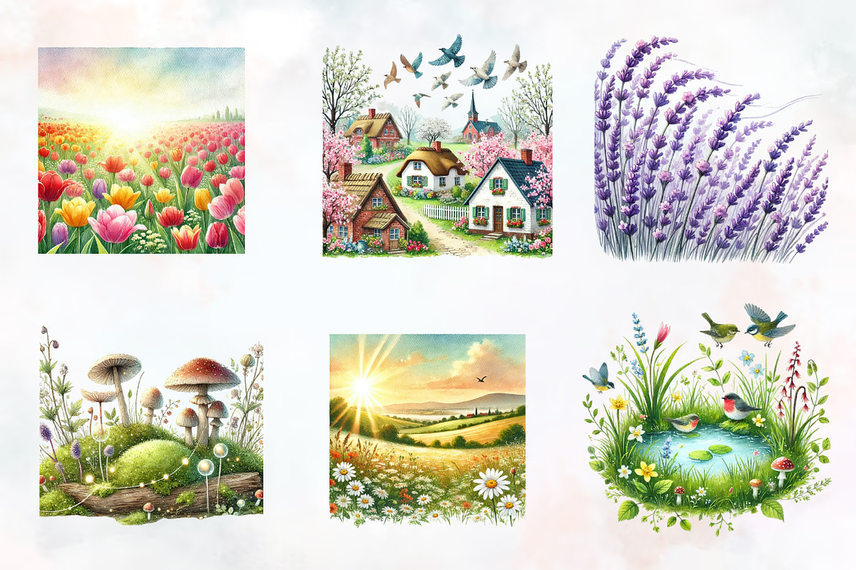Spring Landscape Clipart, Spring Png, an Illustration by RobertsArt (Photo 7 of 7)