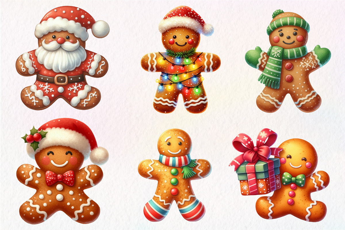 Christmas Gingerbread Man Clipart, an Illustration by Dream Creation (Photo 4 of 7)