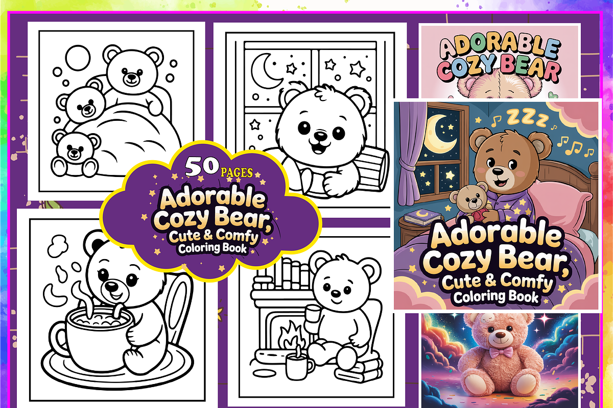 Adorable Cozy Bear Cute & Comfy, an Animal Illustration by Printable Design Store (Photo 1 of 6)