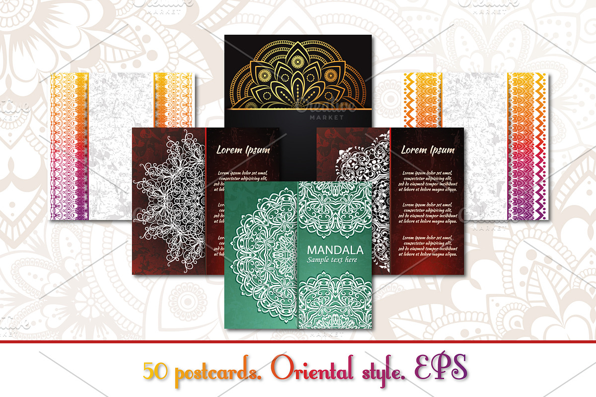 Vintage greeting cards with mandala, a Templates & Theme by BEZIL-ART (Photo 2 of 8)