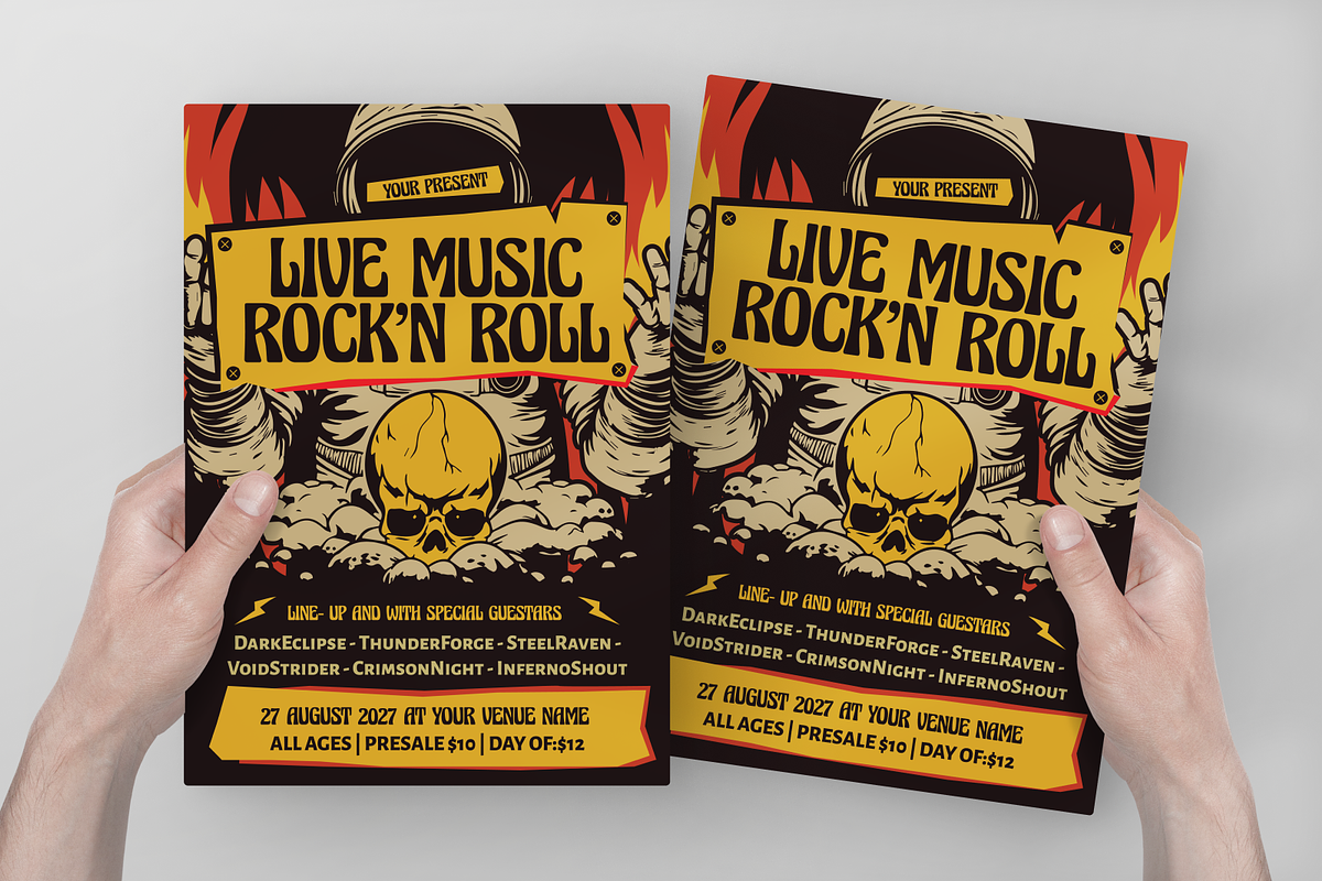 Live Music Rock n Roll Flyer, a Flyer Template by Annora Studio (Photo 2 of 4)