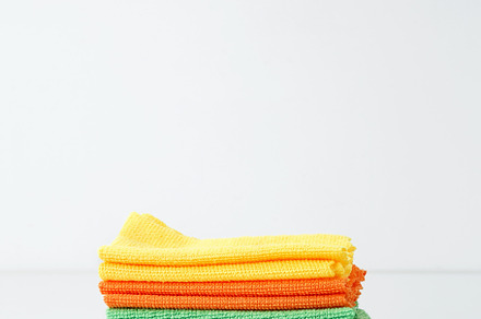 Colorful cleaning cloths neatly arranged, bringing brightness and energy to spr