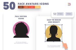 50 Face Avatars Icons