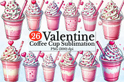 Pink Valentine Coffee Cup Clipart Bu, a Seasonal Illustration by Rose Art (Thumbnail 1 of 4)