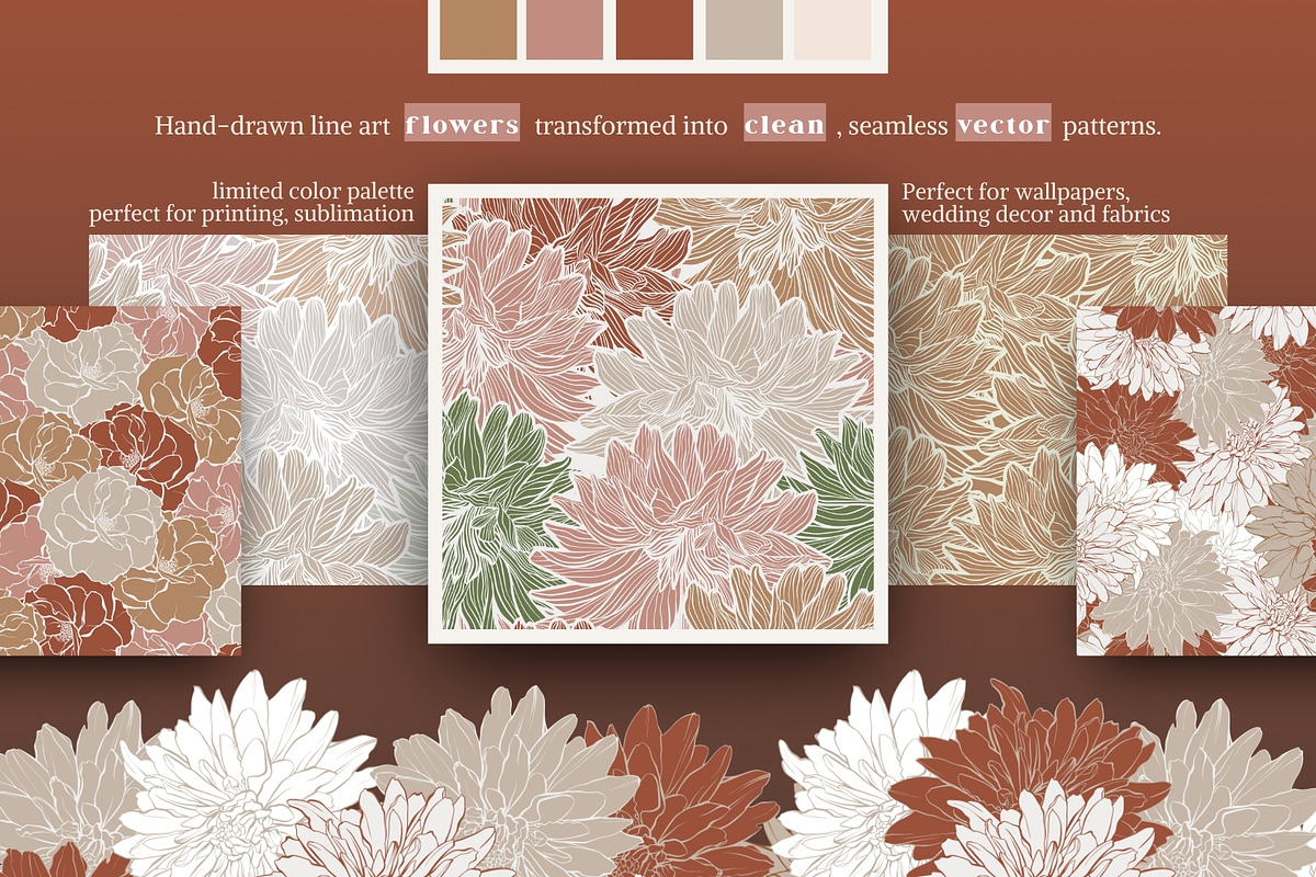 Elegant Floral Patterns Vector, a Pattern Graphic by ilonitta (Photo 2 of 10)