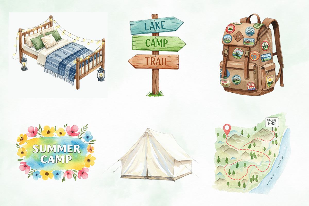 Summer Camping Clipart PNG Bundle, an Illustration by Creative Art (Photo 2 of 8)