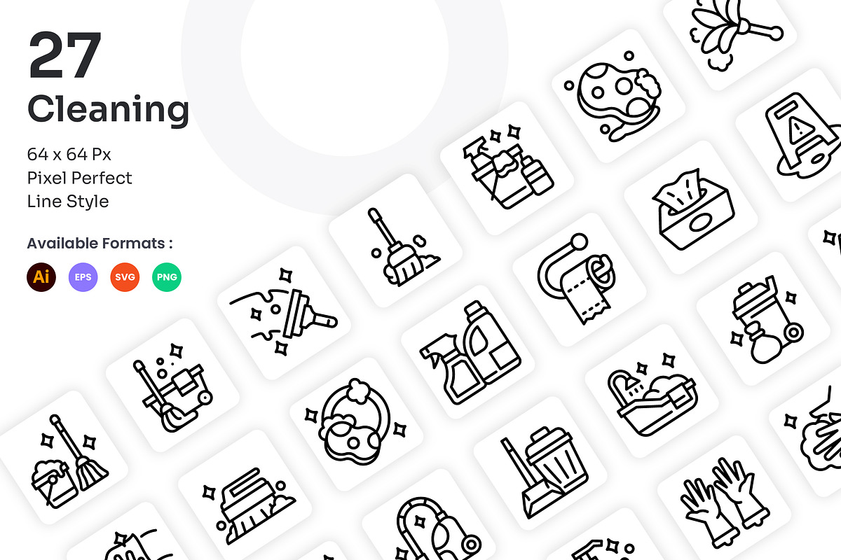 Cleaning Icons Set - Line, an Outline Icon by Kmg Design (Photo 1 of 2)