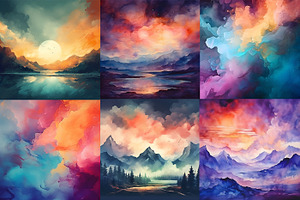 Watercolor Backgrounds. Dramatic