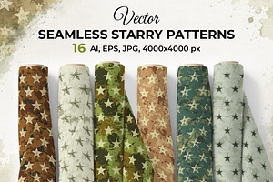 Vector seamless starry patterns