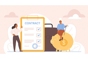 Employee benefits package woman, a Person Illustration by Lemberg Vector