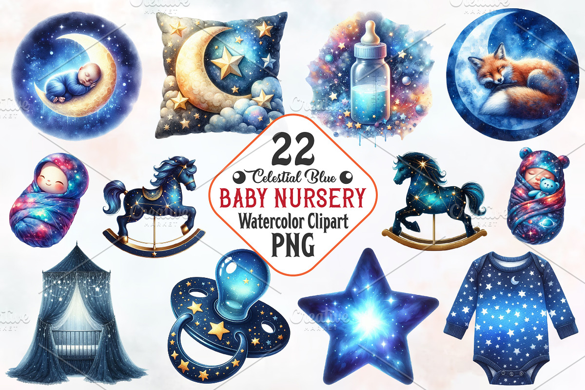 Celestial Midnight Blue Baby Nursery, a Seasonal Illustration by RobertsArt (Photo 1 of 8)