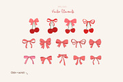 Coquette pink bow and cherry clipart, a Decorative Illustration by ElenaPlatovaArt (Thumbnail 3 of 7)