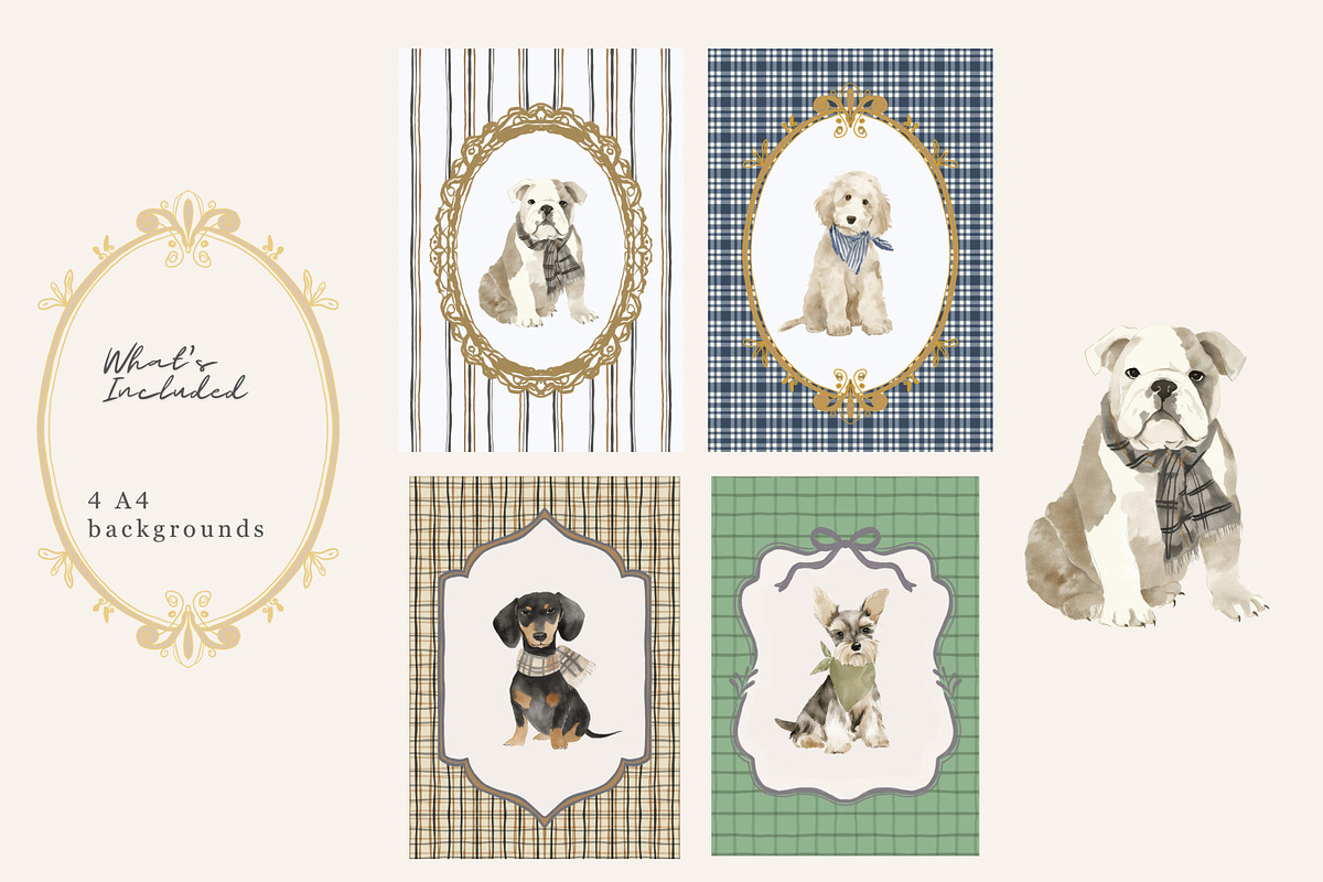 watercolor dog clipart collection, a Decorative Illustration by Patishop Art (Photo 8 of 9)