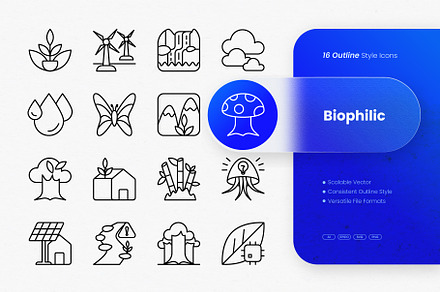 Biophilic Outline Icons, an Outline Icon by cidcud_graphic