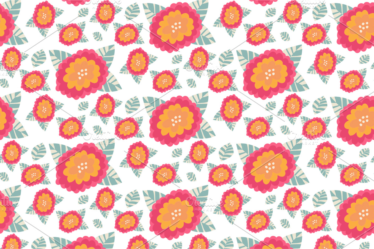 Flowers and dove seamless pattern preview 3