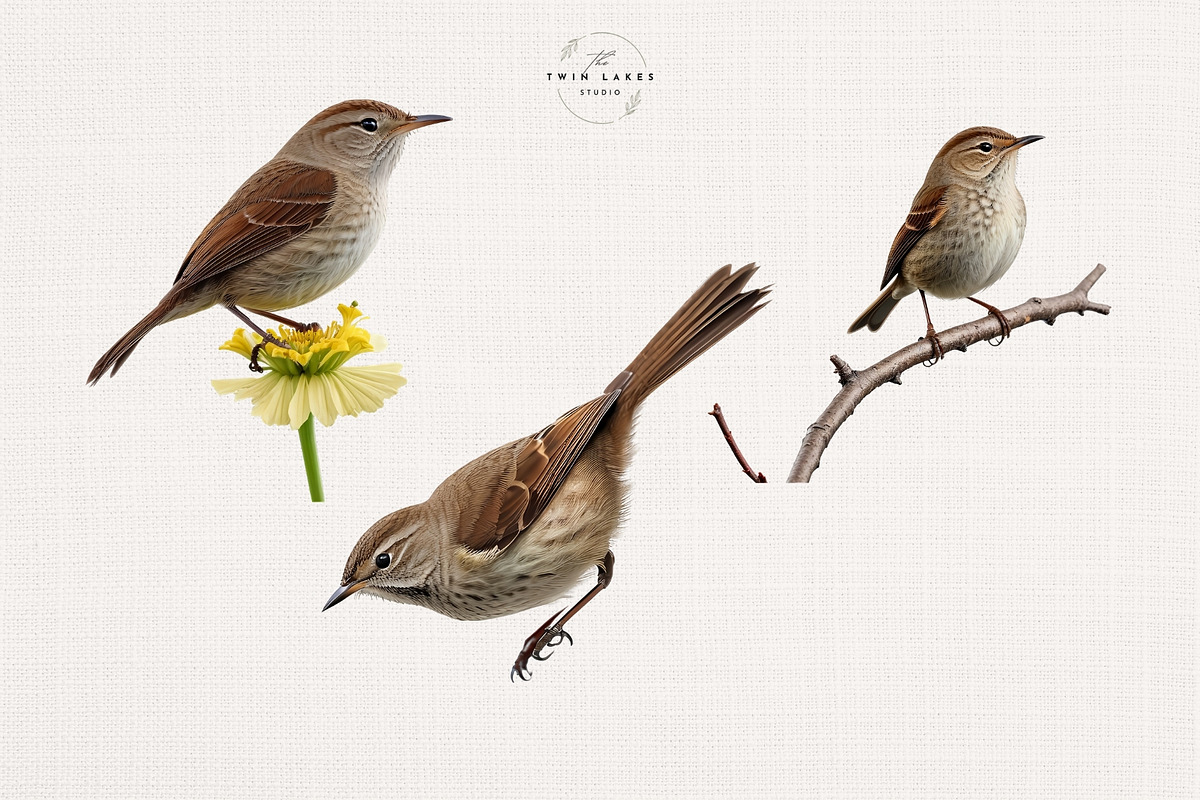 Watercolor House Wren Clipart Set, an Animal Illustration by The Twin Lakes Studio (Photo 7 of 7)