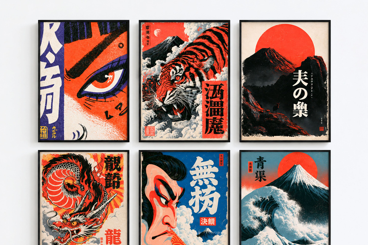 1000 Japanese Wall Art Prints Bundle, a Decorative Illustration by Selenique Studio (Photo 6 of 12)