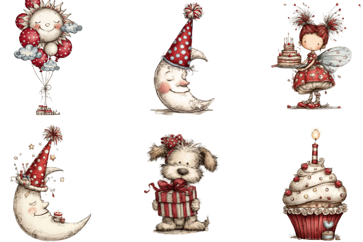 Whimsical Birthday Clipart Birthday, an Illustration by Designking (Photo 3 of 5)