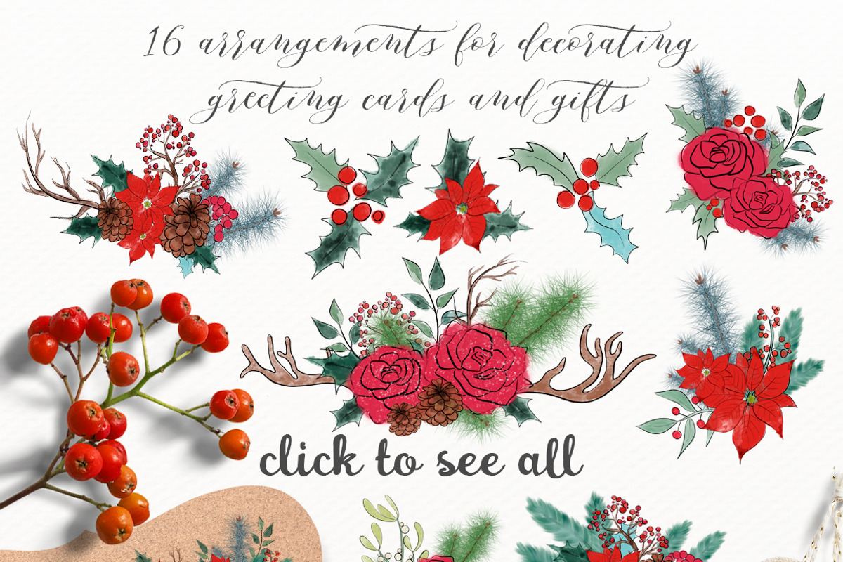 Wonderful Time Christmas Clipart, a Seasonal Illustration by Tanya Kart (Photo 4 of 8)