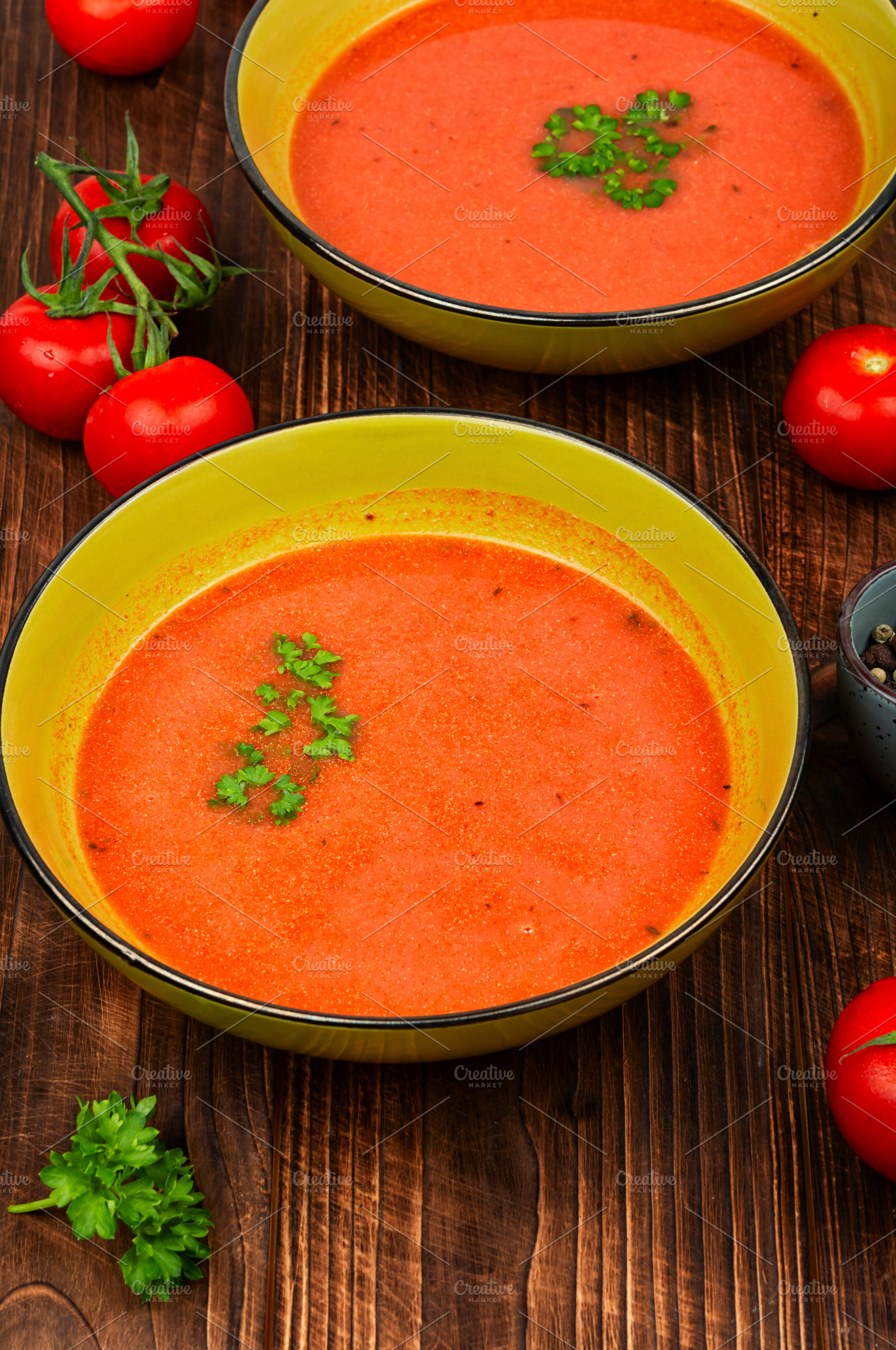 Bowl of hot tomato soup., a Food & Drink Photo by MLunov MLunov