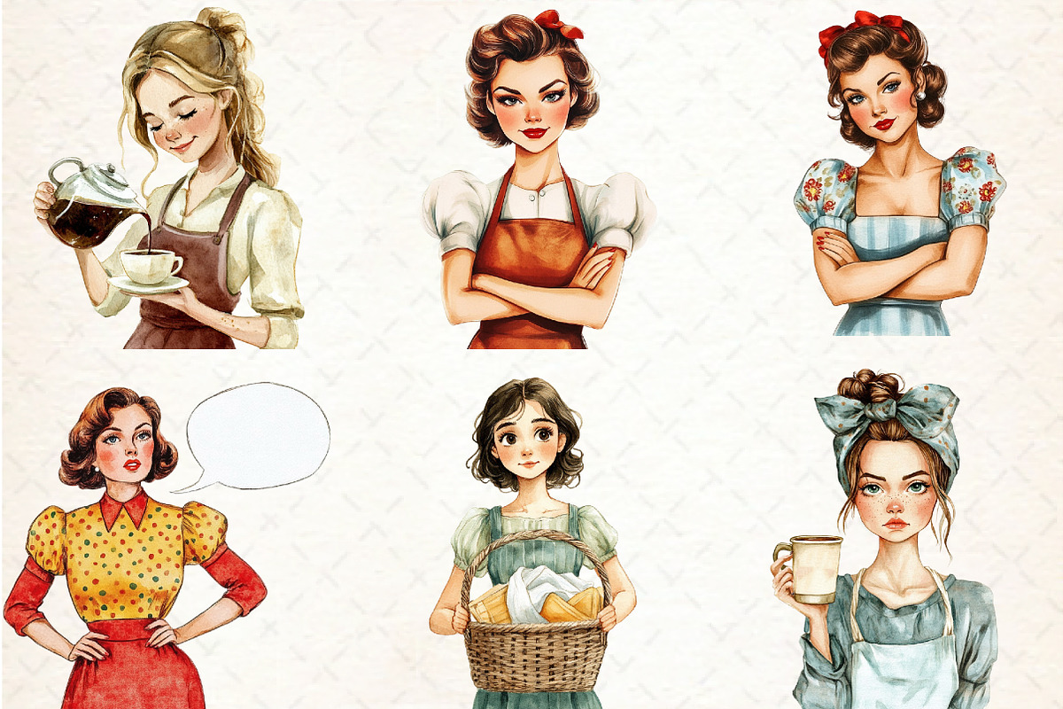 Retro Housewife Clipart PNG, an Illustration by Libby Wishes (Photo 6 of 6)