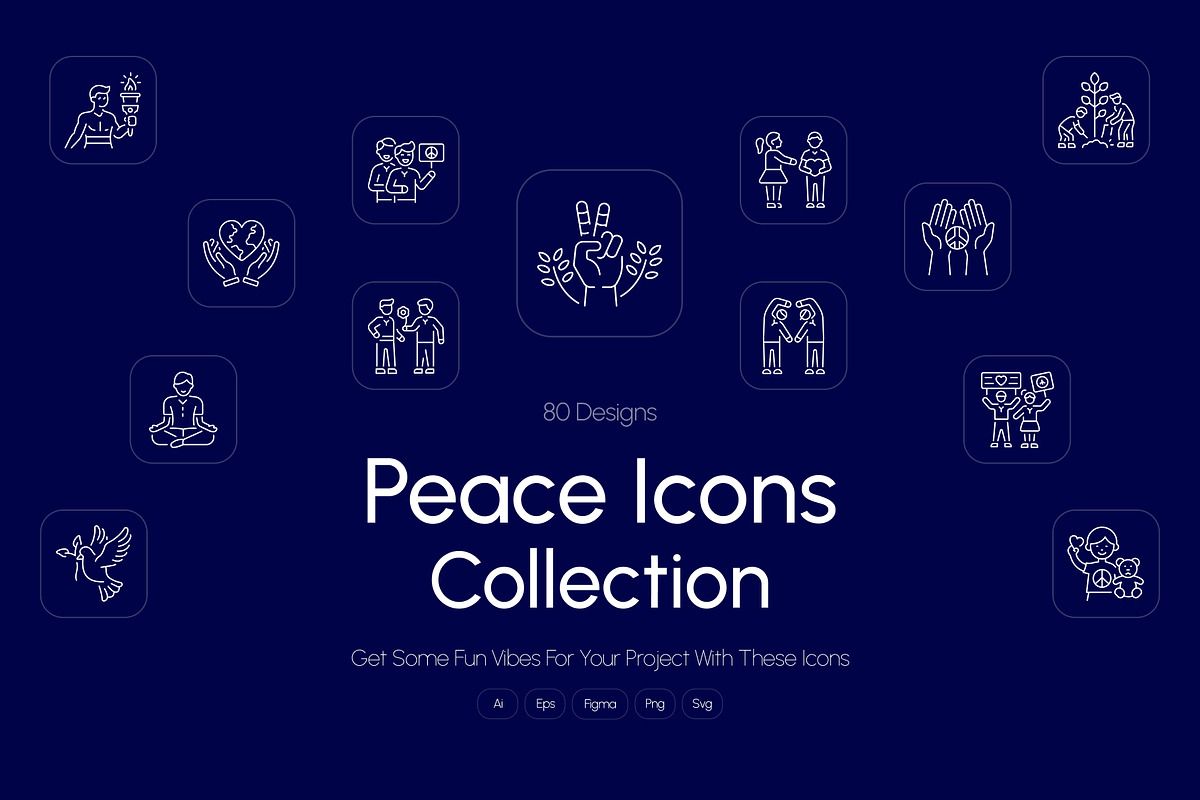 Peace Icon Collection, an Outline Icon by Prosymbols (Photo 1 of 7)