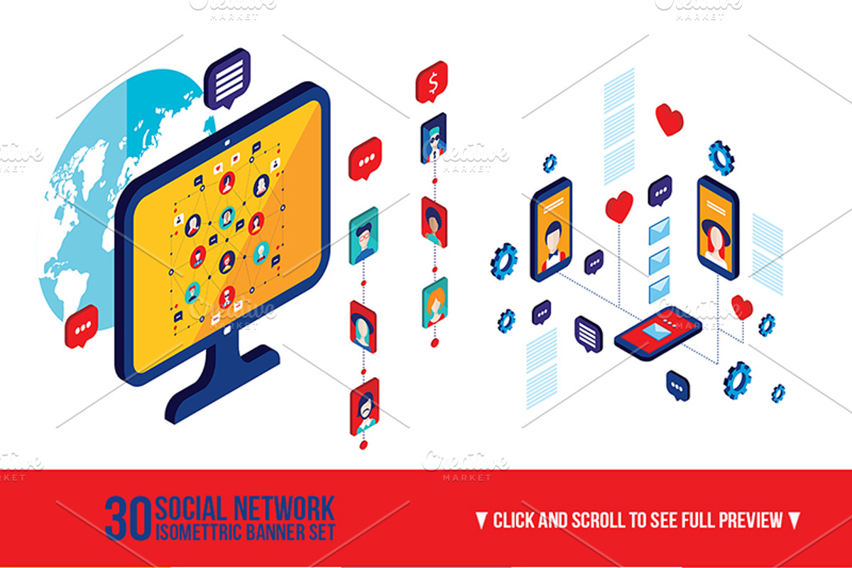 30 Social network infographic banner, a Person Illustration by Anttoniu (Photo 1 of 4)