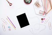 Feminine Styled Desktop Flatlay - 4, an iPad Mockup by r.r.palacios (Thumbnail 2 of 2)