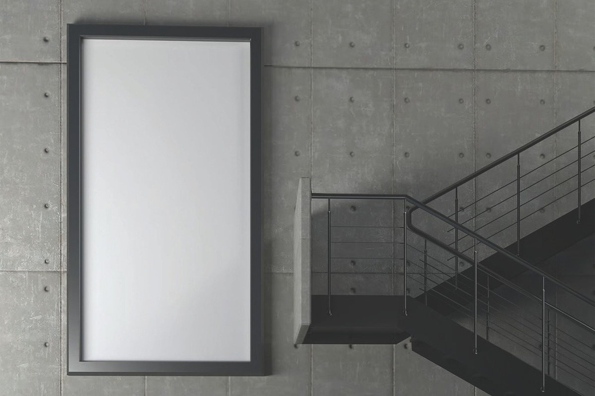 Rectangular Poster on Wall Mockup, an Advertising Mockup by skybluecreative (Photo 2 of 2)