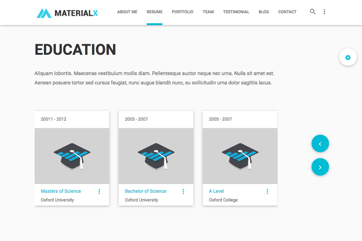 Material Design Personal Resume, a Bootstrap Template by Codetic (Photo 6 of 8)