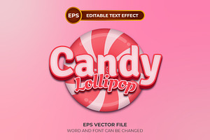 Candy lollipop editable text effect