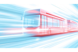 Modern bus streaks by with motion, a Transportation Illustration by Lermont51