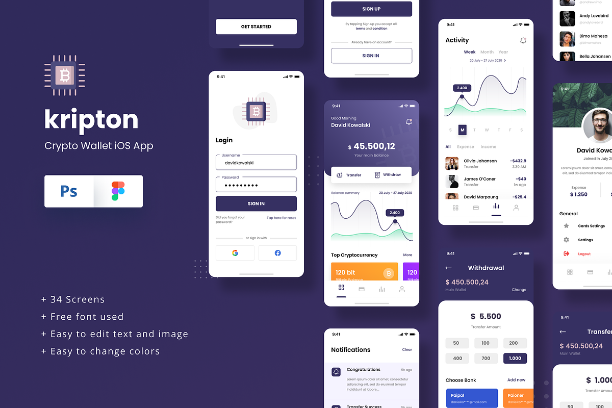Kripton - Crypto Wallet iOS App, an App Template by peterdraw (Photo 1 of 10)