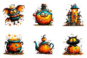 Whimsical Halloween Clipart, a Seasonal Illustration by CreationArt (Thumbnail 3 of 5)